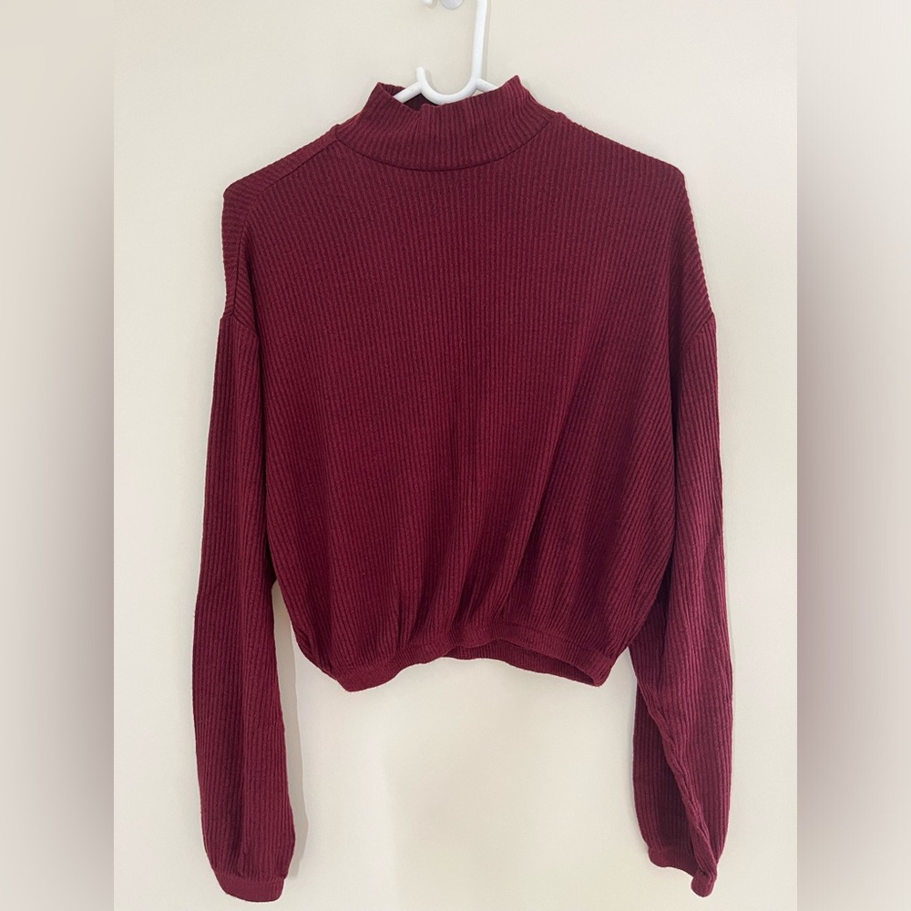 Red Mock Neck Sweater from Garage